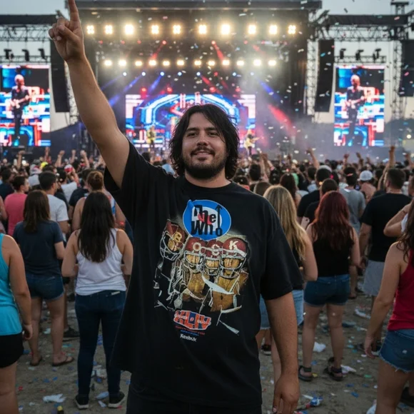 Rare 2010 Reebok Super Bowl XLIV The Who Halftime Show Graphic T-Shirt Mens 2XL - Picture 2 of 7